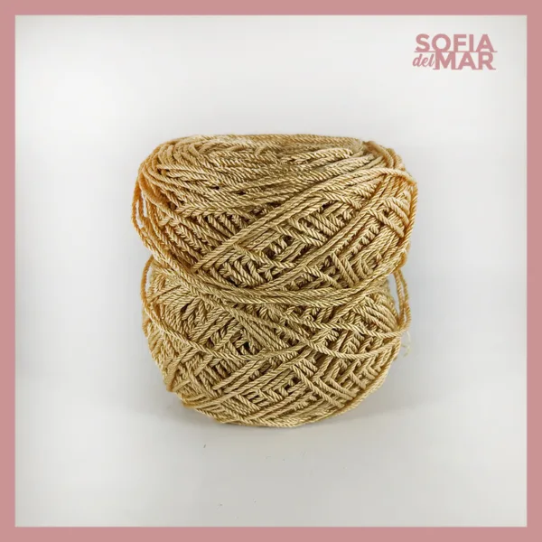 hilo zedar ocre de 2mm con brillos dorados para tejer a crochet en barranquilla