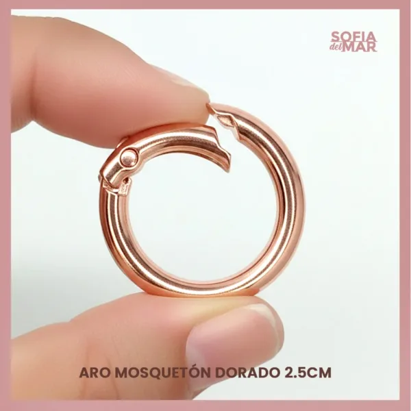 Aro mosqueton dorado para bolsos crochet