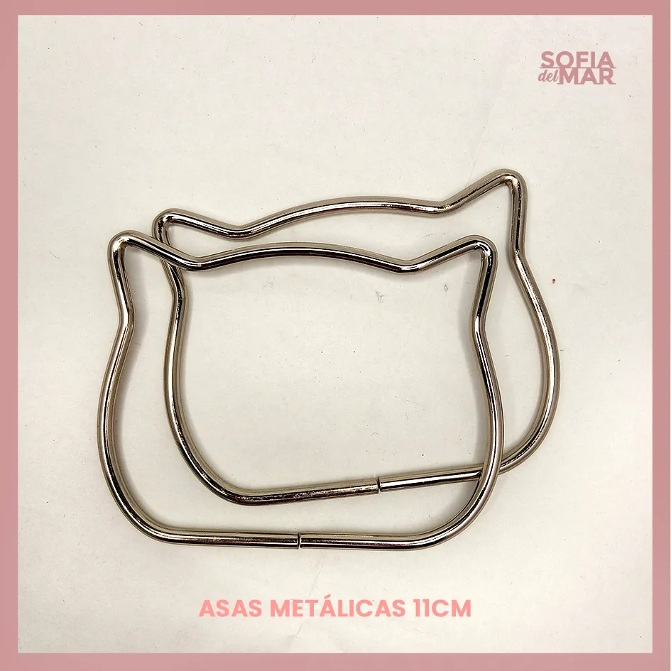 Asa para bolsos tejidos a crochet en forma de gato (1 par)