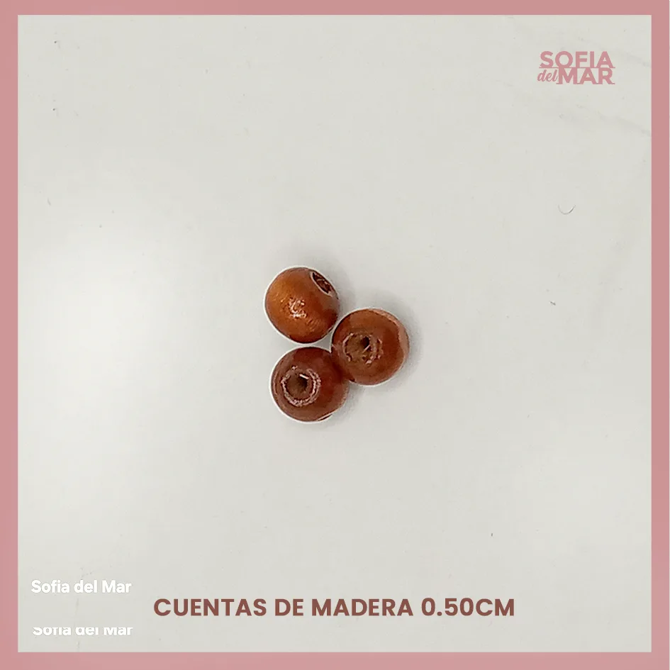 Cuenta de madera 0.50cm (3 cuentas)